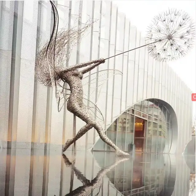 Public Art Stainless Steel Hollow Modern Woman City Sculpture seen from another angle