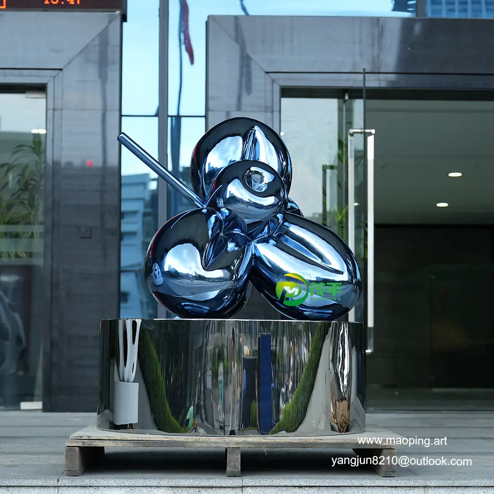 Indoor Apartament Luxury villa decorations blue stainless steel balloon Flower sculpture