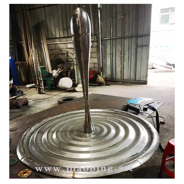 60inch /150cm Indoor hall decoration metal sculpture stainless steel water drop sculpture from the side