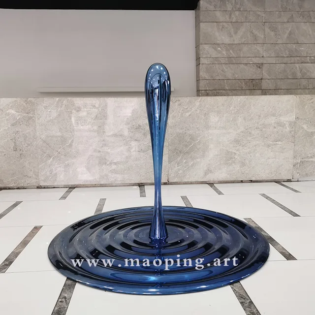 60inch /150cm Indoor hall decoration metal sculpture stainless steel water drop sculpture