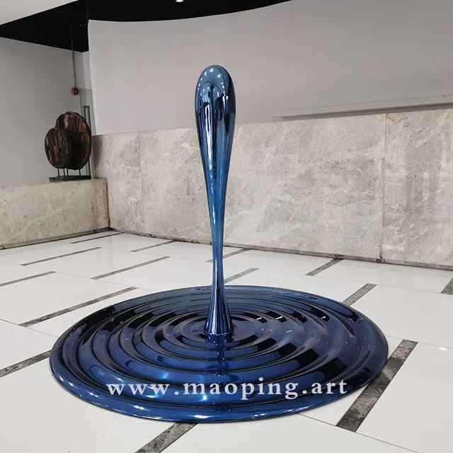 60inch /150cm Indoor hall decoration metal sculpture stainless steel water drop sculpture in close view