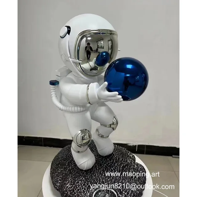 Indoor halls museums schools airports art galleries decorations stainless steel astronaut sculptures