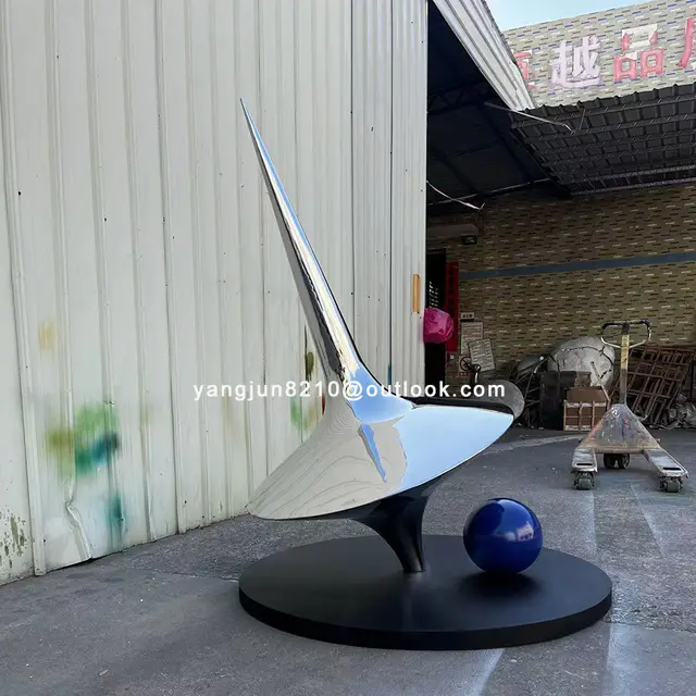 Indoor high-end hotels Apartment lobby decorations Stainless steel Gyroscope sculpture in close view