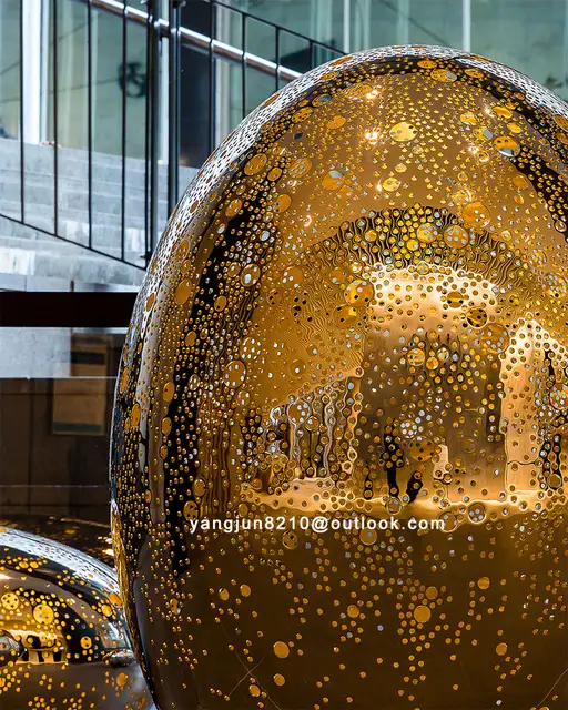 Indoor high-end luxury hotel apartment office building decoration handicrafts stainless steel oval sphere sculpture from
