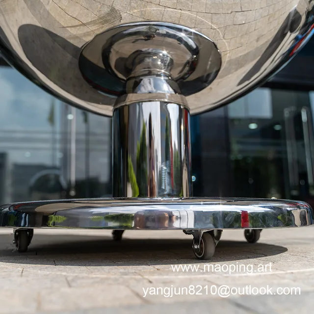 Indoor high-end office studio apartment mirror polished removable stainless steel computer desk in close view