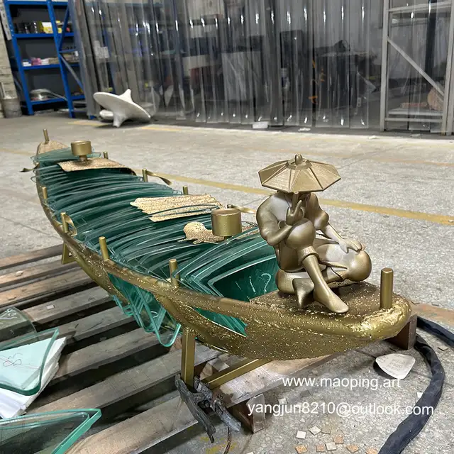 Indoor hospital subway bar museum school airport art museum decorations glass stainless steel boat sculpture seen from a