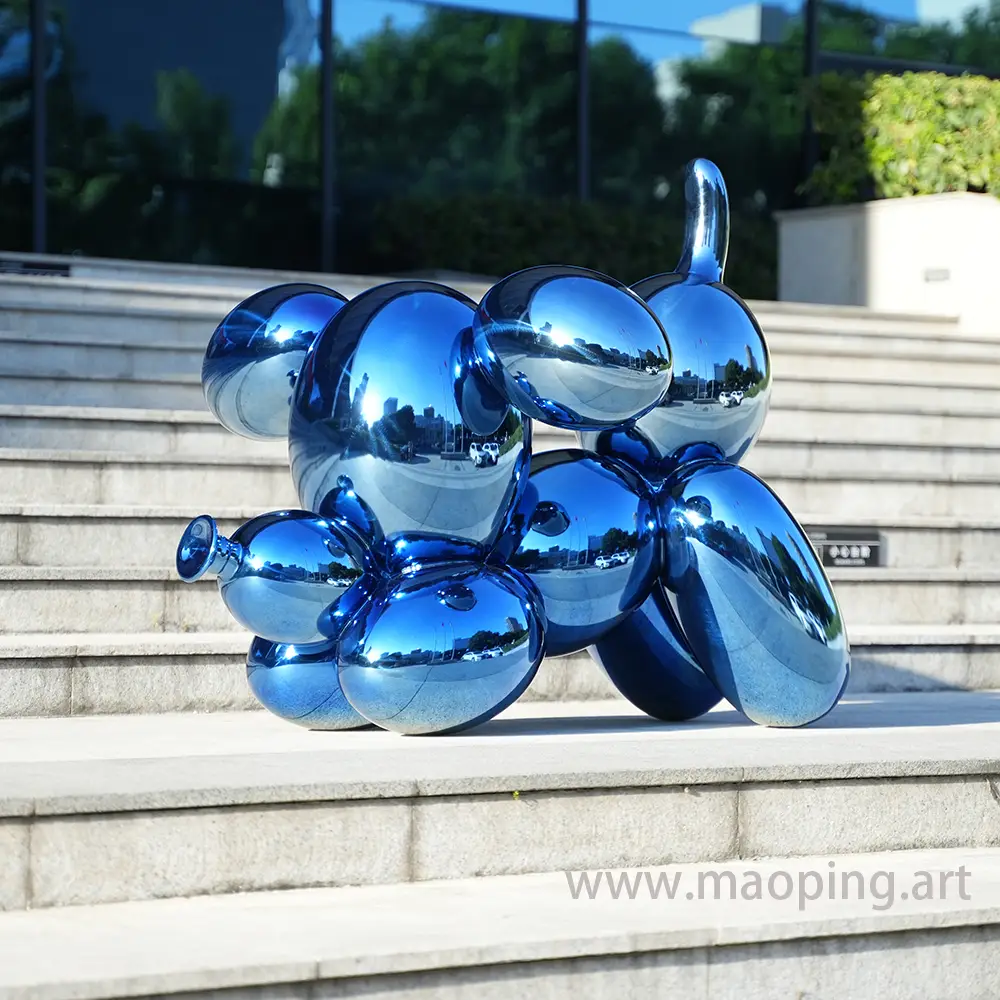 Indoor hotel apartment art deco stainless steel balloon dog sculpture