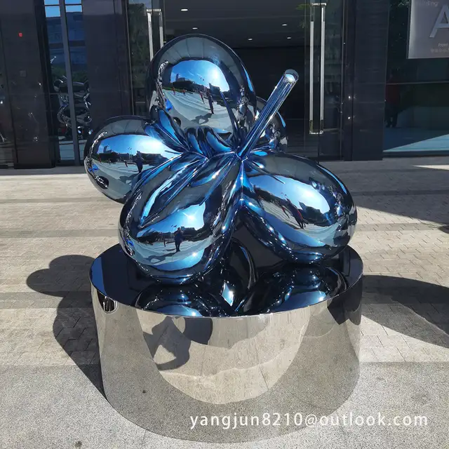 Indoor hotel apartment gallery art gallery decorative art stainless steel balloon flower sculpture seen from another ang