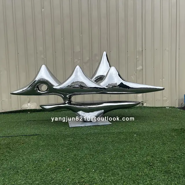 Indoor living room hotel apartment home decoration stainless steel rockery sculpture seen from another angle