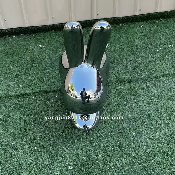 Indoor living room lobby hotel apartment decoration stainless steel rabbit sculpture in close view