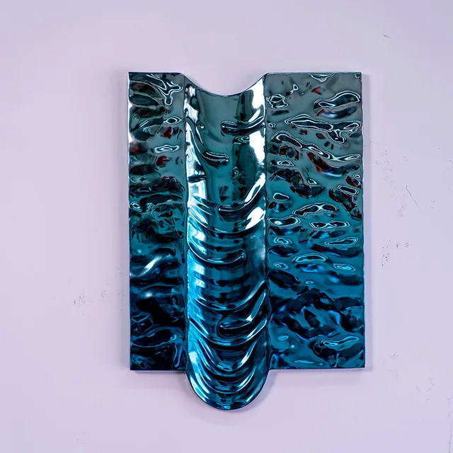Metal wall pictures decorations stainless steel Blue wall Sculpture