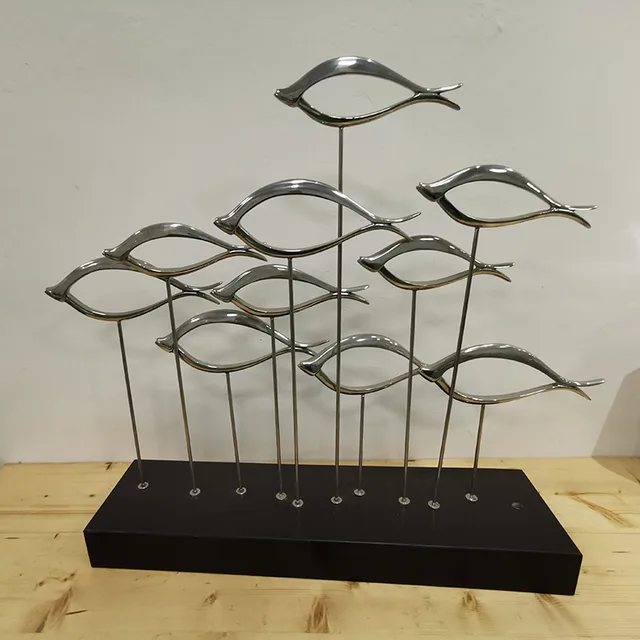 Interior decoration Stainless steel abstract fish sculpture