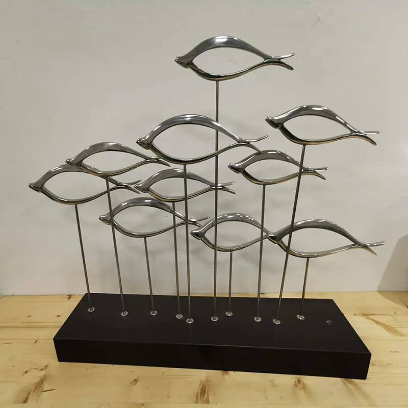 Interior decoration Stainless steel abstract fish sculpture