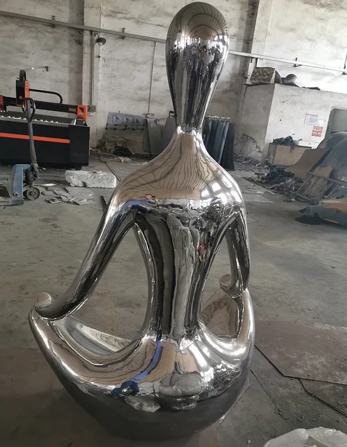 Interior decorations metal statues stainless steel women sculptures seen from another angle