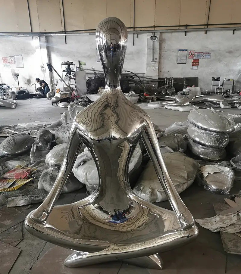 Interior decorations metal statues stainless steel women sculptures