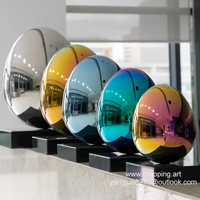 Interior design high-end hotel apartment home decoration stainless steel egg sculpture