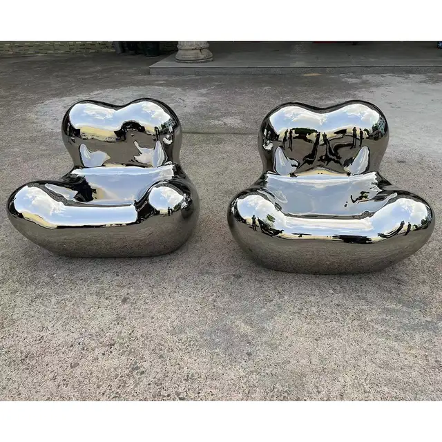 Interior home decoration art stainless steel sofa seen from another angle