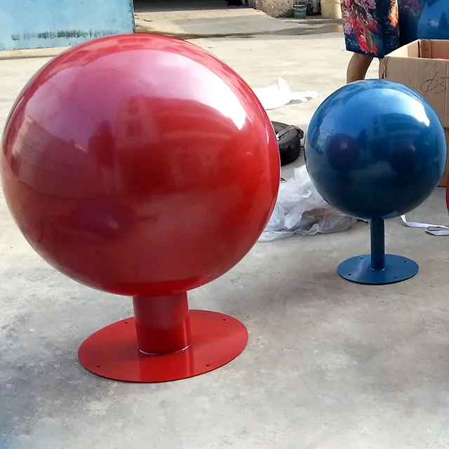 Large metal sphere Stainless steel colorful Sphere from the side