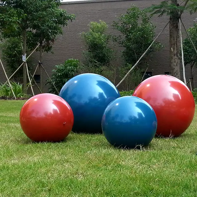 Large Modern Stainless Steel Ball Sculpture in close view