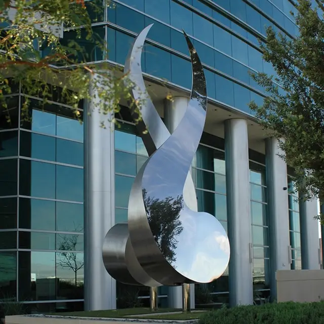 320cm Modern Art Stainless Steel Outdoor Yinyang Sculpture from the side