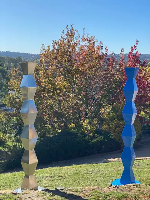 Polished Stainless Steel Abstract Metal Outdoor Sculpture seen from another angle