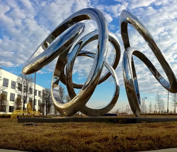 Modern Abstract Art Stainless Steel Garden Sculpture seen from another angle