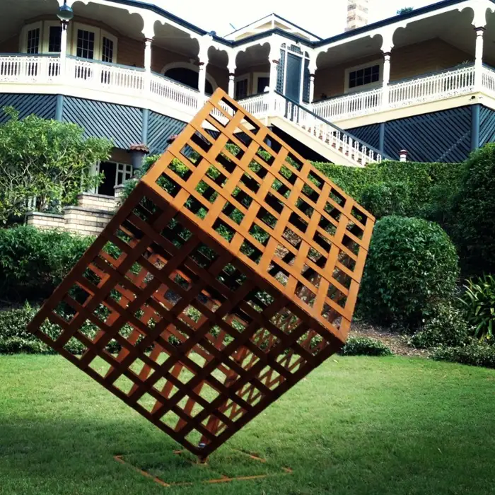 Large Outdoor Decoration Metal Abstract Steel Corten Garden Cube Sculpture