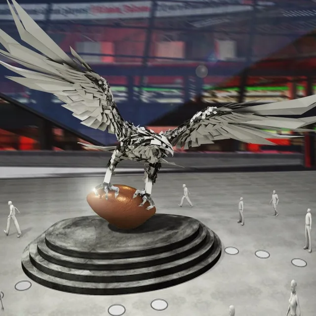 Large Metal Eagle Stainless Steel Hawk Sculpture
