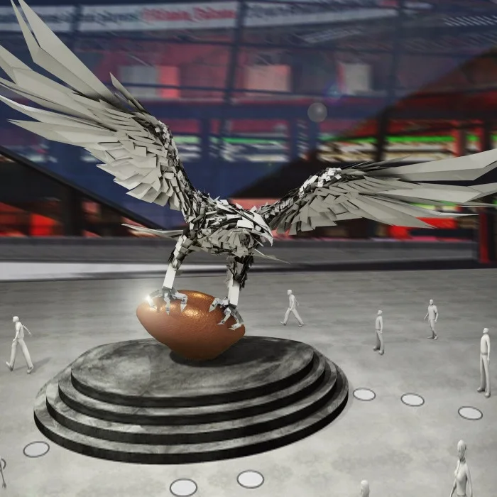Large Metal Eagle Stainless Steel Hawk Sculpture