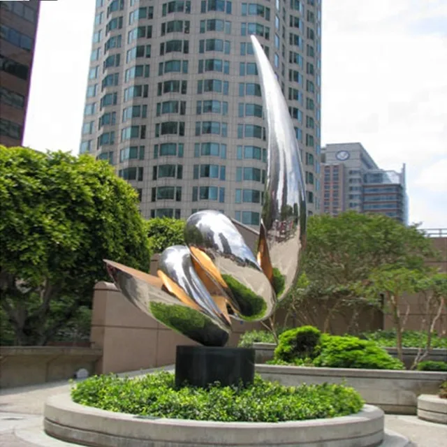Large Free Standing Outdoor Stainless Steel Abstract Sculptures in close view