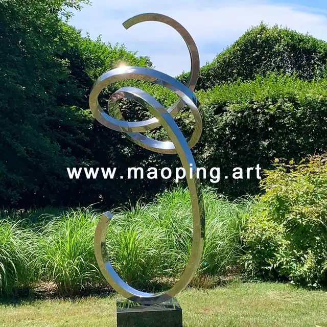 8 feet Large Outdoor Abstract Metal Sculpture in close view