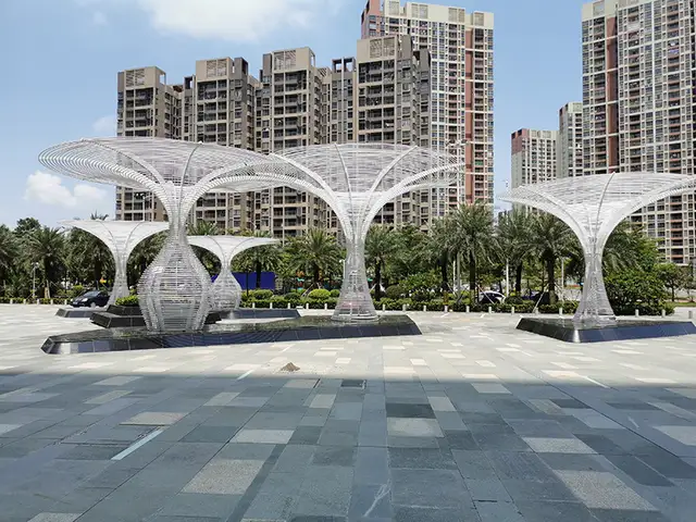 Large outdoor garden square metal sculpture stainless steel sculpture