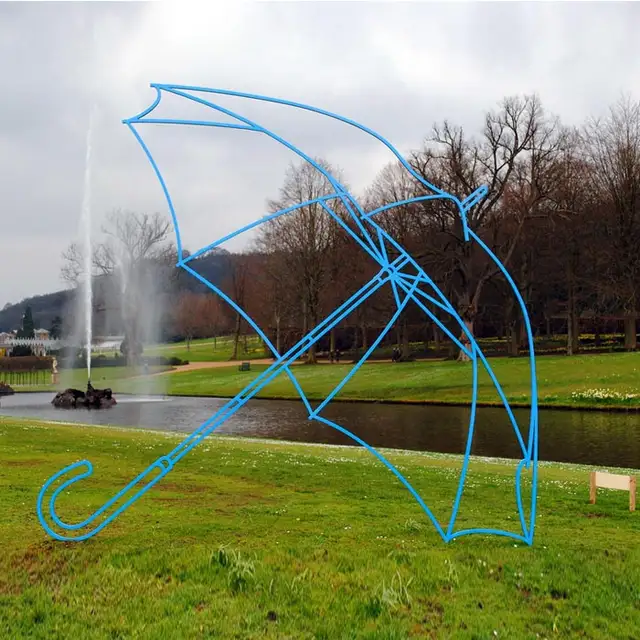 Large Outdoor Landscape Stainless Steel Umbrella Sculpture