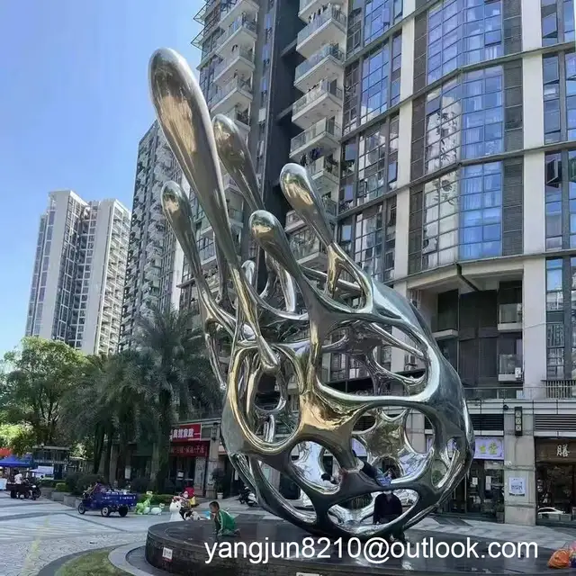 Large outdoor park square school beach playground gymnasium stainless steel Abstract Flower sculpture seen from another