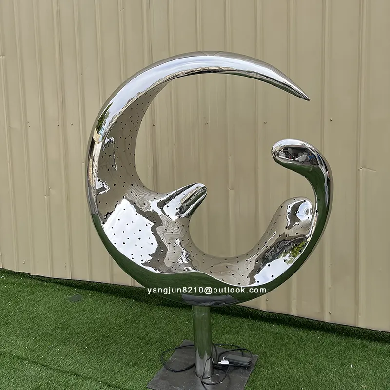 Large outdoor square beach luminous Metal Art stainless steel ring Abstract sculpture