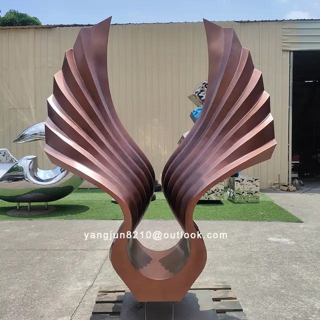 Large outdoor square beach Metal Art stainless steel Abstract Bird Wings sculpture