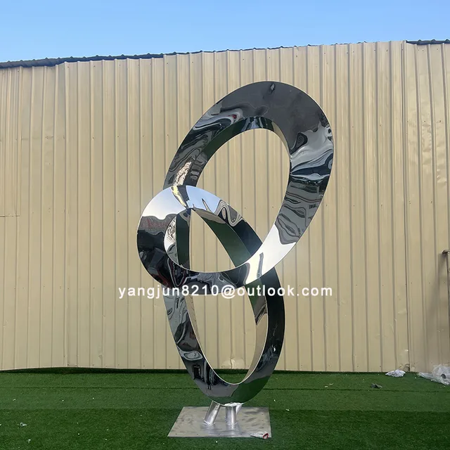 Large outdoor square beach Metal Art stainless steel Abstract Ring sculpture