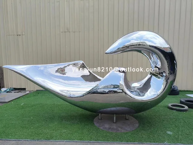 Large outdoor square beach Metal Art stainless steel Abstract waves sculpture