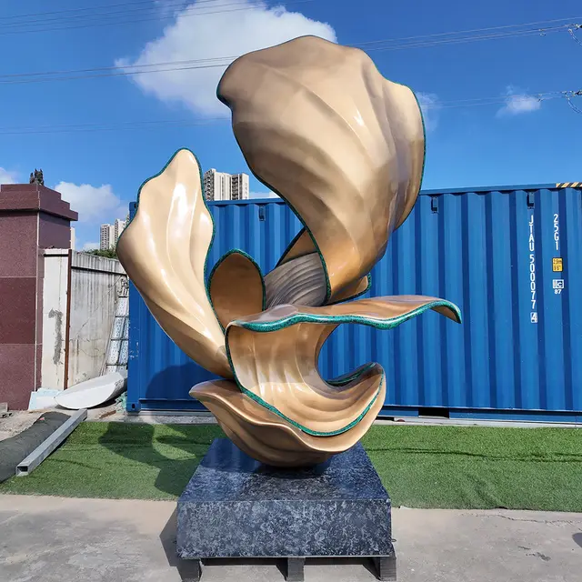 300cm Large outdoor square decorative art stainless steel abstract flowers sculpture