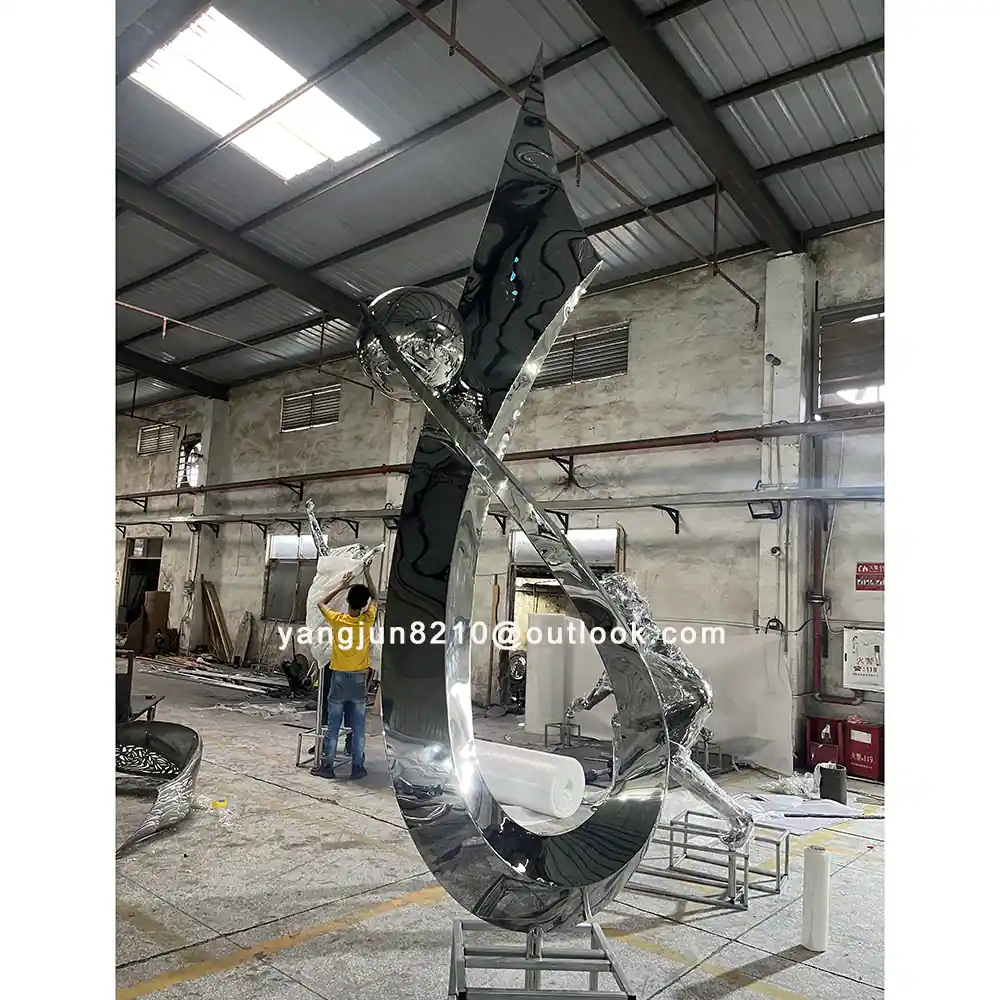 Large outdoor square park courtyard pool decoration art Mark abstract stainless steel sculpture