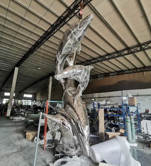 650cm Large outdoor stainless steel dolphin sculpture