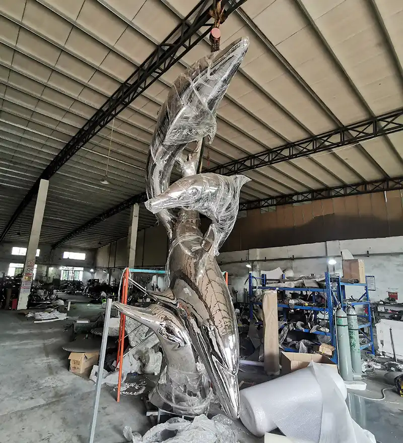 650cm Large outdoor stainless steel dolphin sculpture