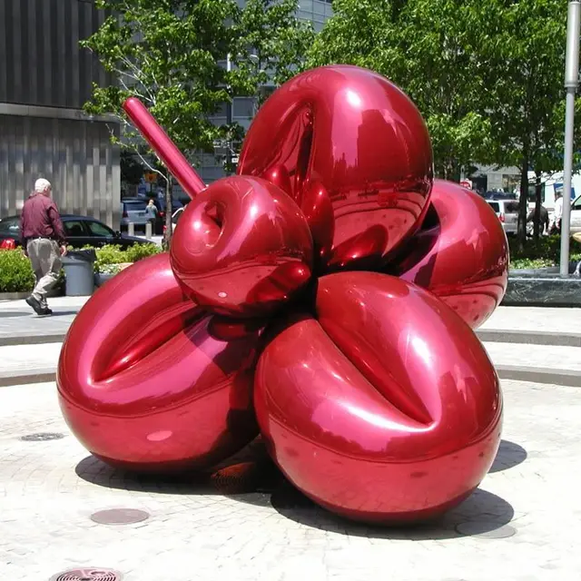 Large Outdoor Stainless Steel Painted Balloon Dog Sculpture