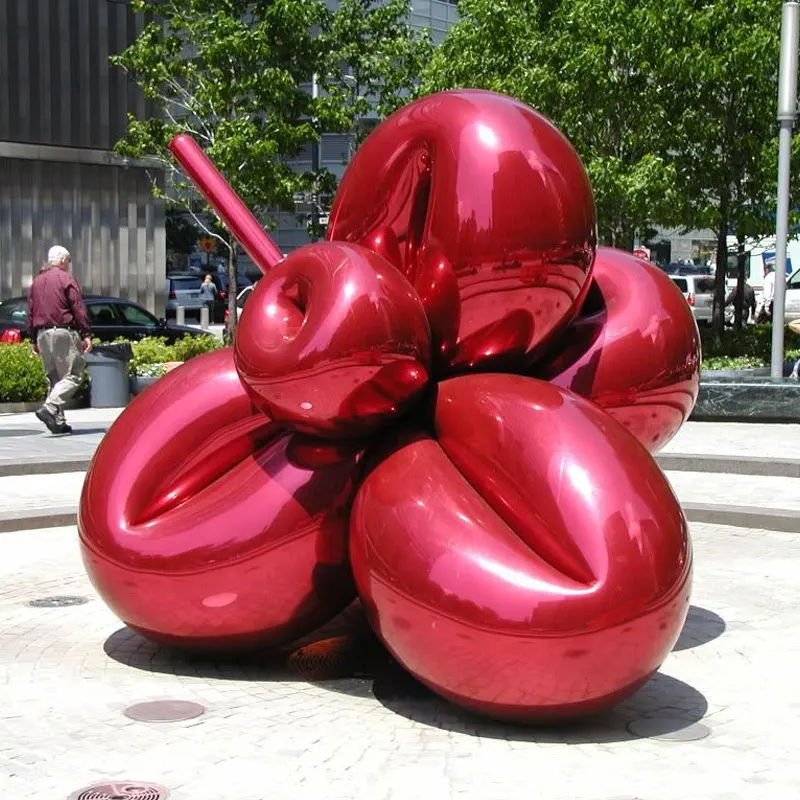 Large Outdoor Stainless Steel Painted Balloon Dog Sculpture