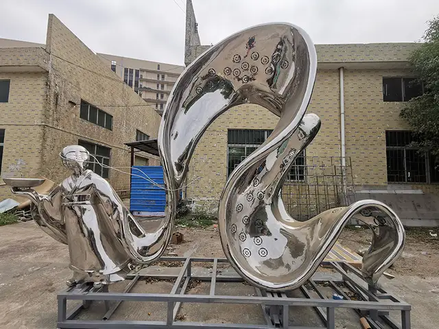 Large outdoor stainless steel poet sculpture statue!