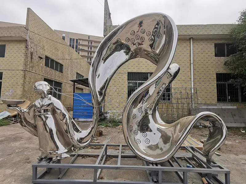 Large outdoor stainless steel poet sculpture statue!