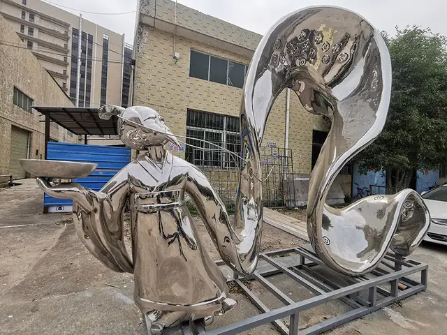 Large outdoor stainless steel poet sculpture statue! seen from another angle