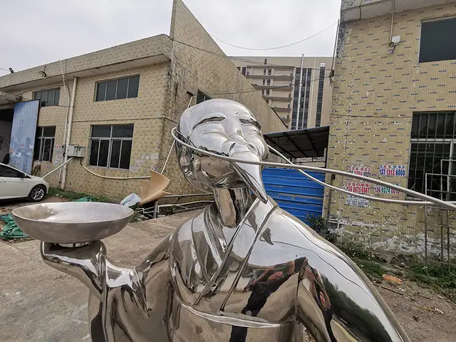 Large outdoor stainless steel poet sculpture statue! from the side