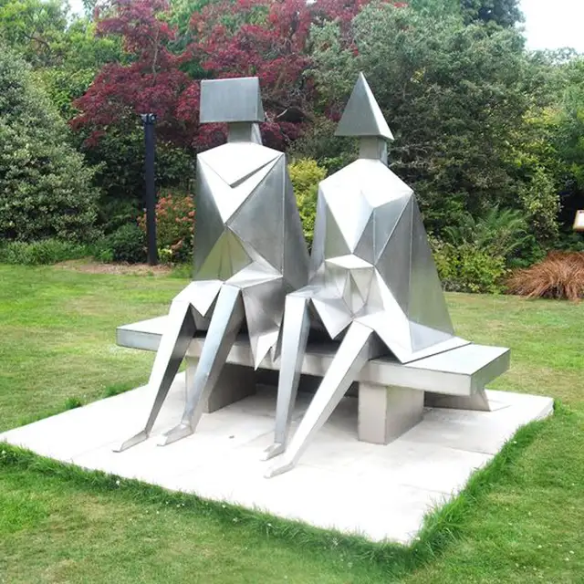 Large Outdoor Statue Stainless Steel Sitting Man Sculpture