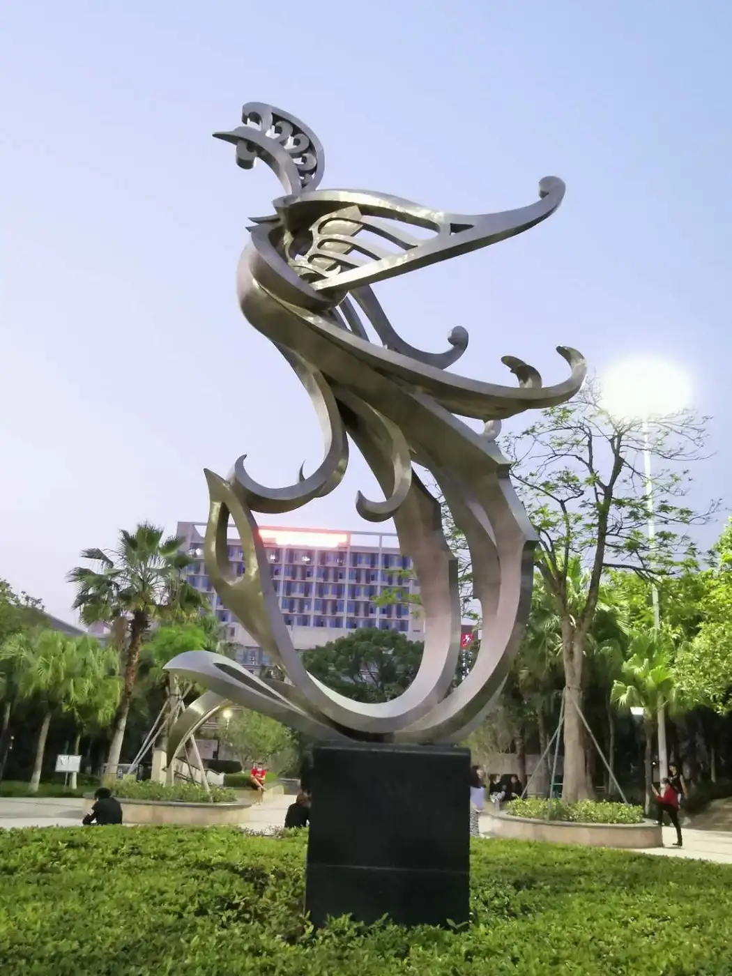 Large Outdoors Urban Landscape Abstract Stainless Steel Garden Ornaments Phoenix Sculpture